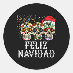 Navidad Sugar Skulls Reindeer Santa Mexican Christ Runder Aufkleber