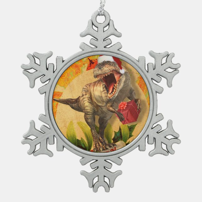 Navidades Jurásicas (I) Schneeflocken Zinn-Ornament (Vorderseite)