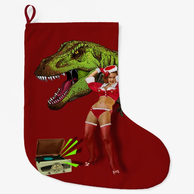 Navidades Jurásicas Pin Up Großer Weihnachtsstrumpf (Vorderseite)