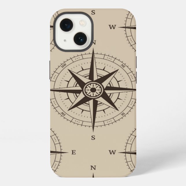 Navigation Compass Pattern iPhone Hülle (Rückseite)