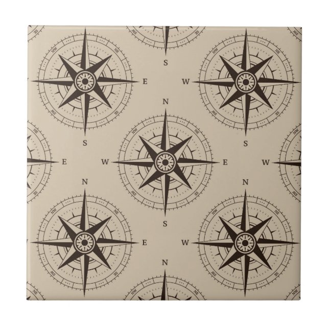 Navigationskompassmuster Fliese (Vorderseite)
