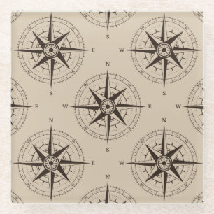 Navigationskompassmuster Glasuntersetzer