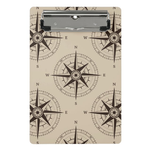 Navigationskompassmuster Mini Klemmbrett (Vorderseite)