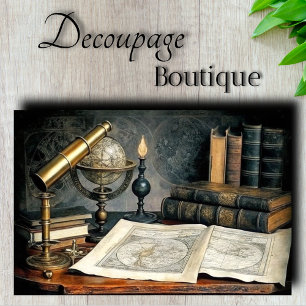Navigators Schreibtisch Vintage Globus Decoupage Seidenpapier