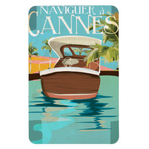 naviguer à Cannes (Segel to) Vintage Reiseplaner Magnet