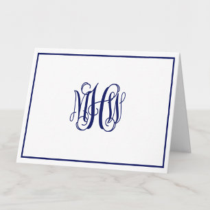 Navy 3 Initial Vine Script Monogram DIY BG
