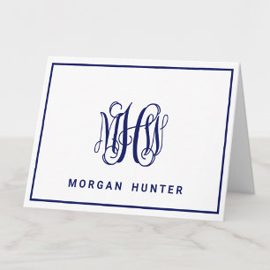 Navy 3 Initial Vine Script Monogram DIY BG
