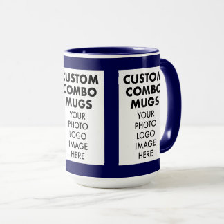 Navy 4:6 Rahmen 3 x Foto Logo Große Custom-Kombina Tasse