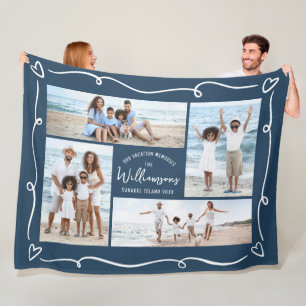 Navy 4 Foto Handgezeichnete Kritzeleien Familienur Fleecedecke