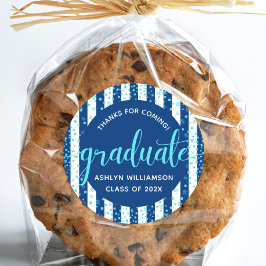 Navy Abschluss Turquoise Glitzer Confetti Script Runder Aufkleber