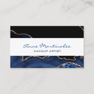 Navy Agate Gold Glitzer Business Card Visitenkarte
