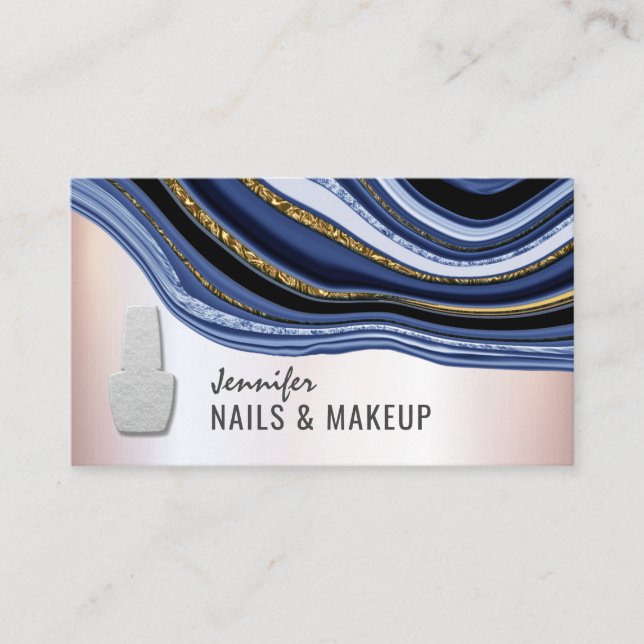 Navy agode Geode Chic Metallic Softpink Nagel Visitenkarte (Vorderseite)