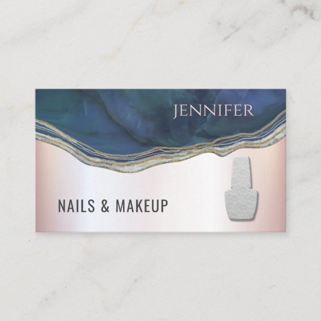 Navy agode Geode Chic Metallic Softpink Nagel Visitenkarte (Vorderseite)