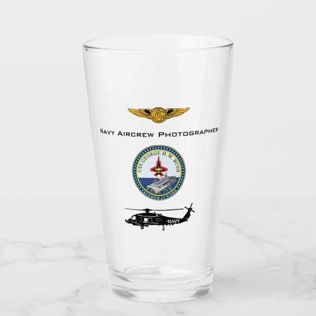 Navy Aircrew Fotograf USS G.H. Bush mit Helm  Glas (Vorderseite)