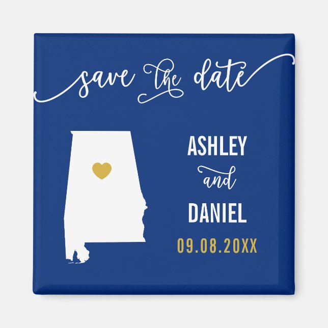 Navy Alabama Wedding Speichern Sie die Datumskarte Magnet (Vorne)