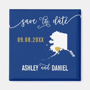 Navy Alaska Wedding Speichern Sie die Datumskarte Magnet