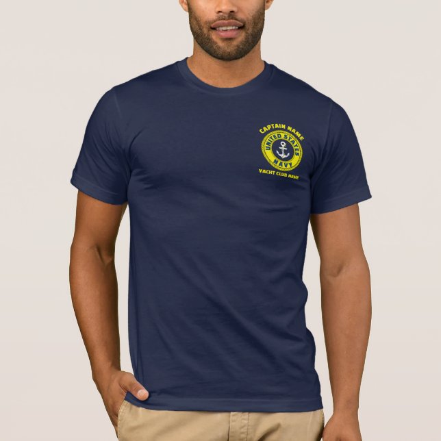 Navy Anchor nautischer Kapitän segelt Sommer T-Shirt (Vorderseite)