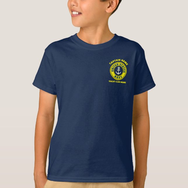 Navy Anchor nautischer Kapitän segelt Sommer T-Shirt (Vorderseite)