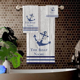 Navy Anchor Rope Nautical Bat Badhandtuch Set