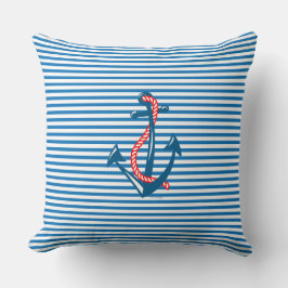 Navy Anchor, Roter Seil und blaue Streifen Kissen