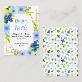 Navy and Baby Blue Floral Baby Diaper Raffle Begleitkarte