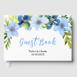 Navy and Baby Blue Floral Wedding Gästebuch
