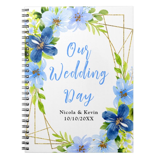 Navy and Baby Blue Floral Wedding Planner Notizblock (Vorderseite)