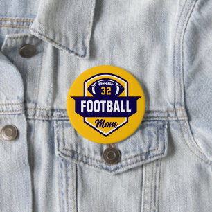 Navy and Gold Football Mama Custom Jersey Number Button