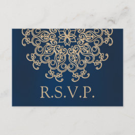 NAVY AND GOLD INDIAN STILE WEDING RESPONSE CARD RSVP KARTE