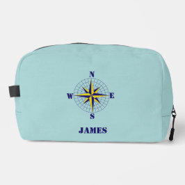 Navy and Gold Nautical Compass Rose with Name Waschbeutel