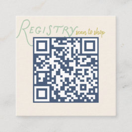 Navy and Mint Doodle Baby Registry QR Code Begleitkarte