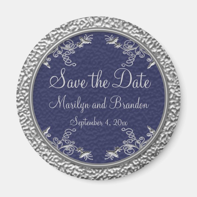 Navy and Pewter Save the Date Magnet (Vorne)