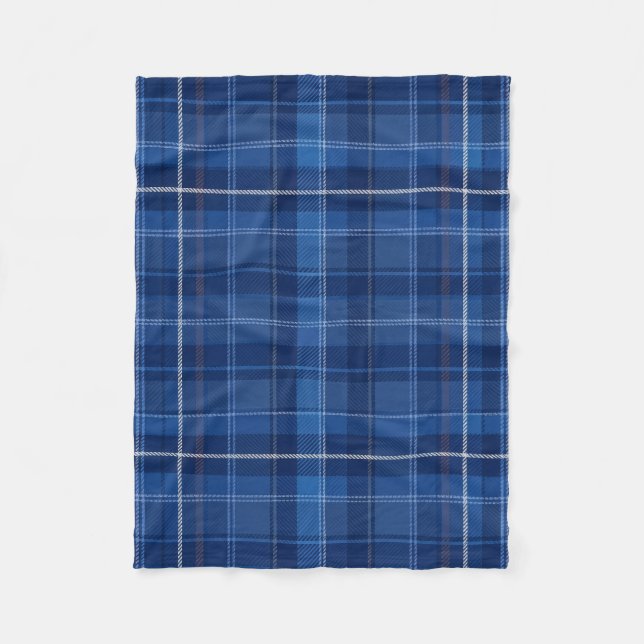 Navy and Royal Blue Plaid Pattern Fleecedecke (Vorderseite)