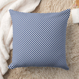 Navy and White Angled Stripes Kissen