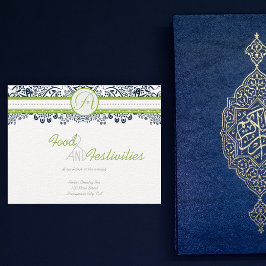 Navy Apple Green Gray Love Birds Empfang Cards Begleitkarte