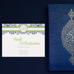 Navy Apple Green Gray Love Birds Empfang Cards Begleitkarte