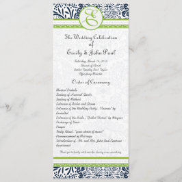 Navy Apple Green Gray Love Birds Hochzeitsprogramm Programm