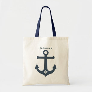 Navy aquamarin Blue Anker nautical design personal Tragetasche
