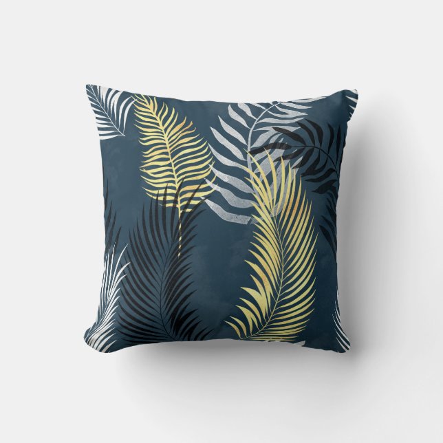 NAVY AQUAMARIN HAWAIIAN TROPICAL PILLOW KISSEN (Vorderseite)