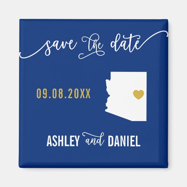 Navy Arizona Hochzeit Speichern Sie die Datumskart Magnet (Vorne)