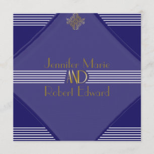 Navy Art Deco Posh Hochzeit Einladung