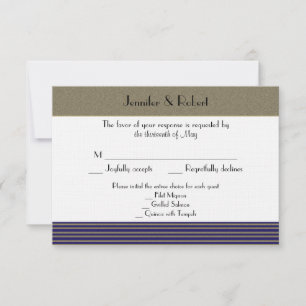 Navy Art Deco Posh Wedding Response Card RSVP Karte