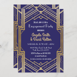 Navy Art Deco Verlobung laden Gatsby 1920 ein Einladung