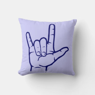 Navy ASL I Liebe You Throw Kissen