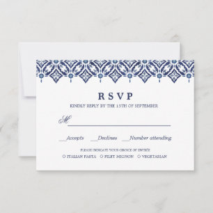 Navy Azulejo   Spanische WEDD RSVP - MEALWAHL