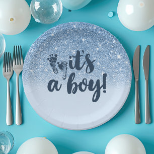 Navy Baby Blau Glitter Ombre It's A Boy Pappteller