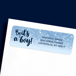 Navy Baby Blue Glitzer Ombre Es ist ein Junge