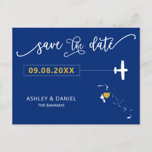 Navy Bahamas Hochzeit Speichern Sie die Datumskart Postkarte