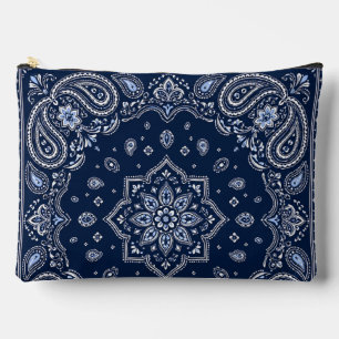Navy-Bandana Paisley große Reißverschlusstasche Zubehörtasche