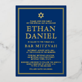 Navy Bar mitzvah Star von David gold oder silber Folieneinladung